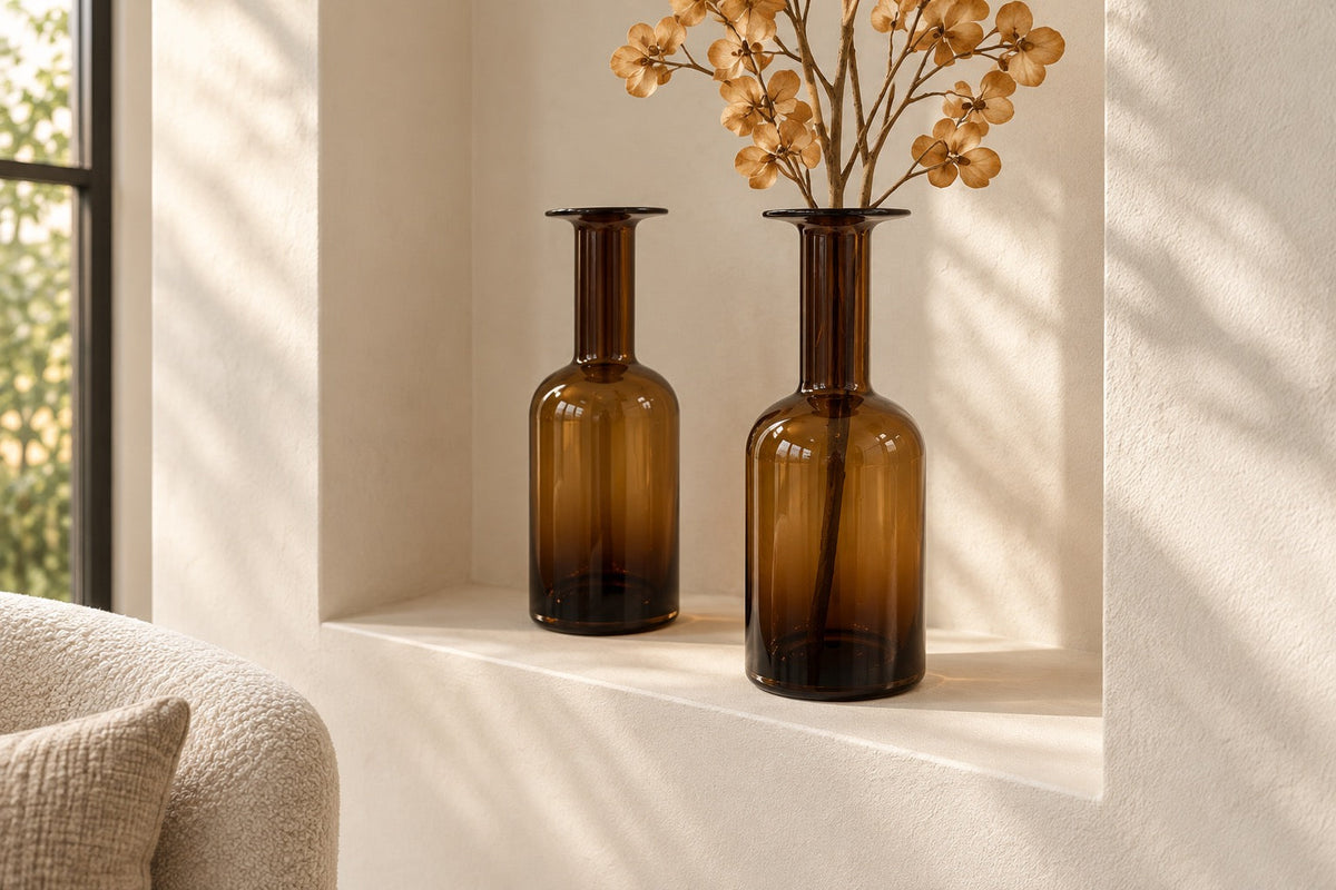 Ochre — Tall Glass Vases (pair)