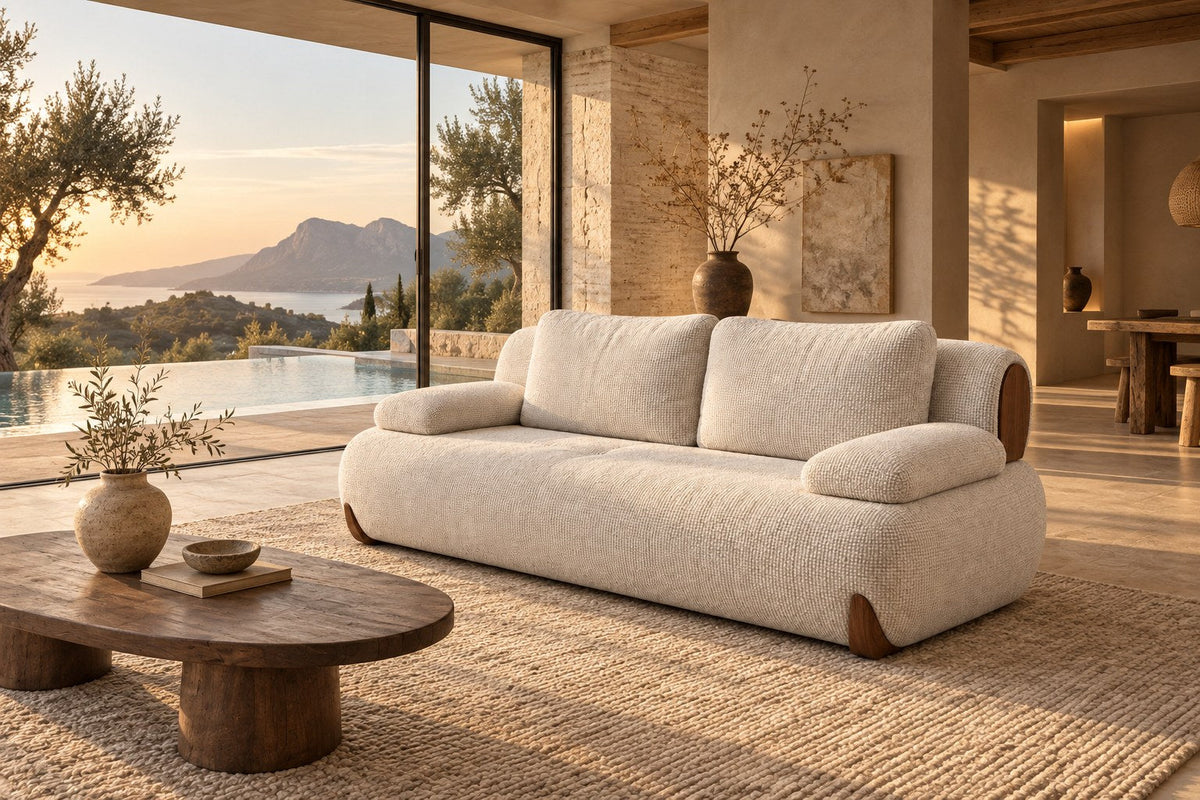 Teak — Bouclé Sofa